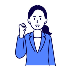 Businesswoman making a guts pose in a suit