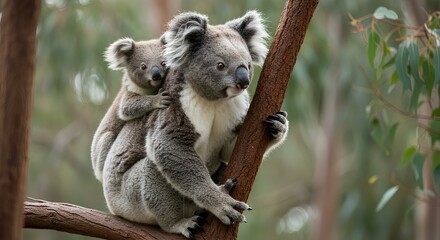 Obraz premium Koala Pair on Eucalyptus Branch