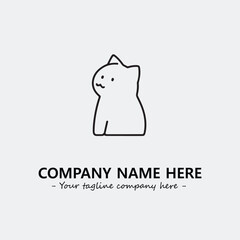 Cat illustration black and white for logo company vector image
