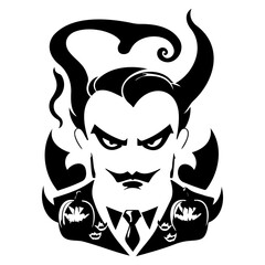 Halloween Devilish Character Black And White Design