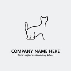 Cat illustration black and white for logo company vector image