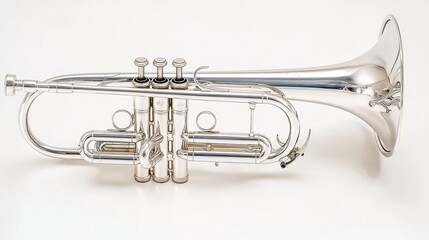 Obraz premium Polished trumpet, showcasing gleaming brass