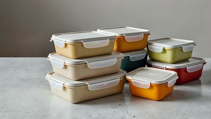 Stackable Square Food Storage Containers with Lids, Assorted Colors