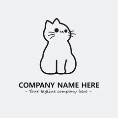 Cat illustration black and white for logo company vector image