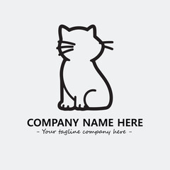 Cat illustration black and white for logo company vector image