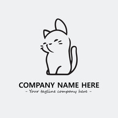 Cat illustration black and white for logo company vector image