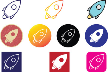 A modern and dynamic rocket icon representing startup, launch, or space themes. Perfect for tech, innovation, or growth projects. Comes with multiple color variations in a full icon set.