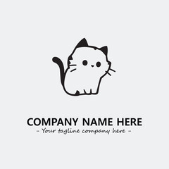 Cat illustration black and white for logo company vector image