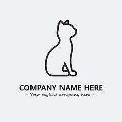 Cat illustration black and white for logo company vector image