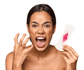 Filipino with comic expression, menstrual theme