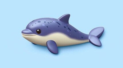 Fototapeta premium Cute Cartoon Dolphin Character on Blue Background for Kids Illustration
