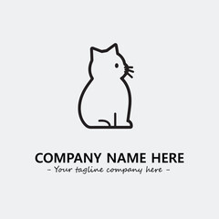 Cat illustration black and white for logo company vector image
