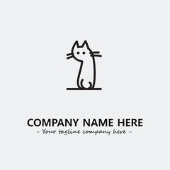 Cat illustration black and white for logo company vector image