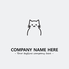 Cat illustration black and white for logo company vector image
