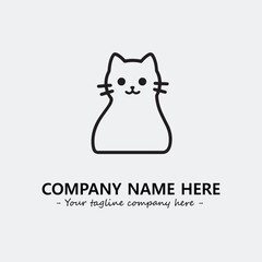 Cat illustration black and white for logo company vector image