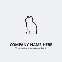 Cat illustration black and white for logo company vector image