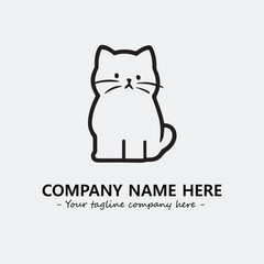 Cat illustration black and white for logo company vector image
