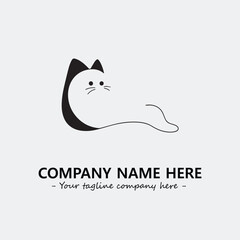 Cat illustration black and white for logo company vector image