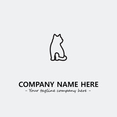 Cat illustration black and white for logo company vector image