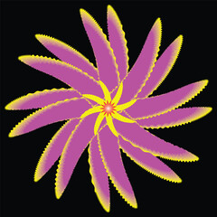 Flowers Risograph effect geometric abstract shapes Vector floral elements elements wit