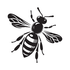 Vibrant Bee silhouette, a buzzing pollinator in full flight – Bee illustration – Bee vector – Insect silhouette

