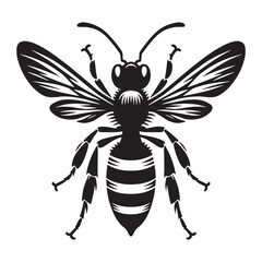 Focused Bee silhouette, gathering pollen with precision – Bee illustration – Bee vector – Insect silhouette

