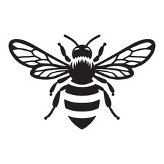 Majestic Bee silhouette, fluttering among blooming flowers – Bee illustration – Bee vector – Insect silhouette

