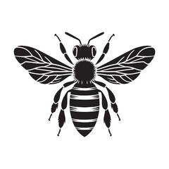 Graceful Bee silhouette, buzzing through the garden – Bee illustration – Bee vector – Insect silhouette

