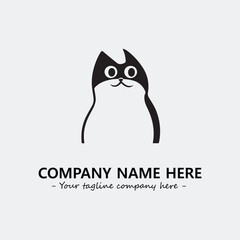 Cat illustration black and white for logo company vector image