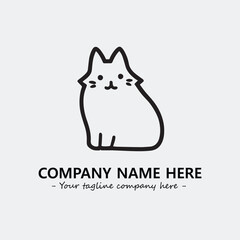 Cat illustration black and white for logo company vector image