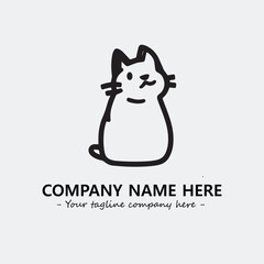 Cat illustration black and white for logo company vector image
