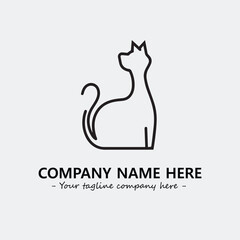 Cat illustration black and white for logo company vector image