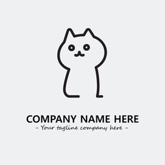 Cat illustration black and white for logo company vector image