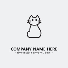 Cat illustration black and white for logo company vector image