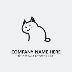 Cat illustration black and white for logo company vector image