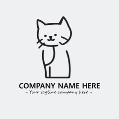 Cat illustration black and white for logo company vector image