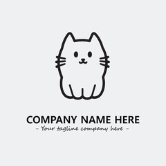 Cat illustration black and white for logo company vector image