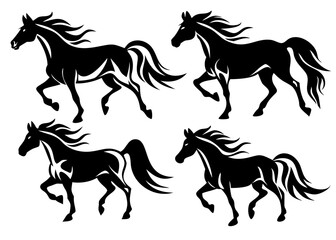 horse running silhouettes