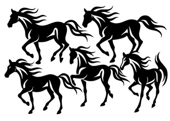 horse running silhouettes