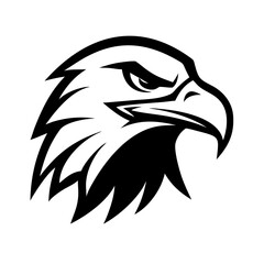 Obraz premium Wild eagle head vector illustration, a black and white symbol of nature