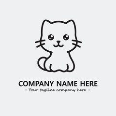 Cat illustration black and white for logo company vector image