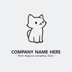 Cat illustration black and white for logo company vector image