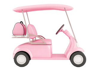 Isolated Pink Golf Cart with Bag