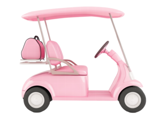 Isolated Pink Golf Cart with Bag
