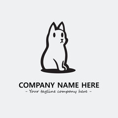 Cat illustration black and white for logo company vector image