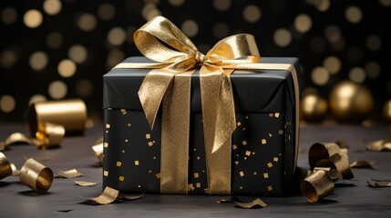 box black and gold birthday abstract