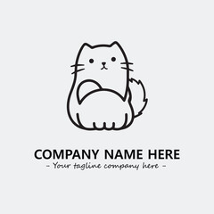 Cat illustration black and white for logo company vector image