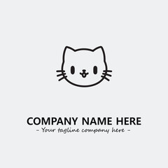 Cat illustration black and white for logo company vector image