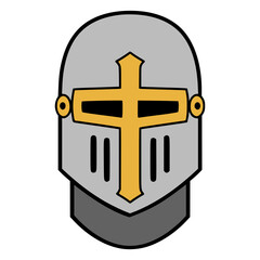 Obraz premium medieval knight helmet vintage flat color vector illustration template design