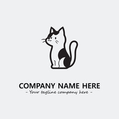 Cat illustration black and white for logo company vector image